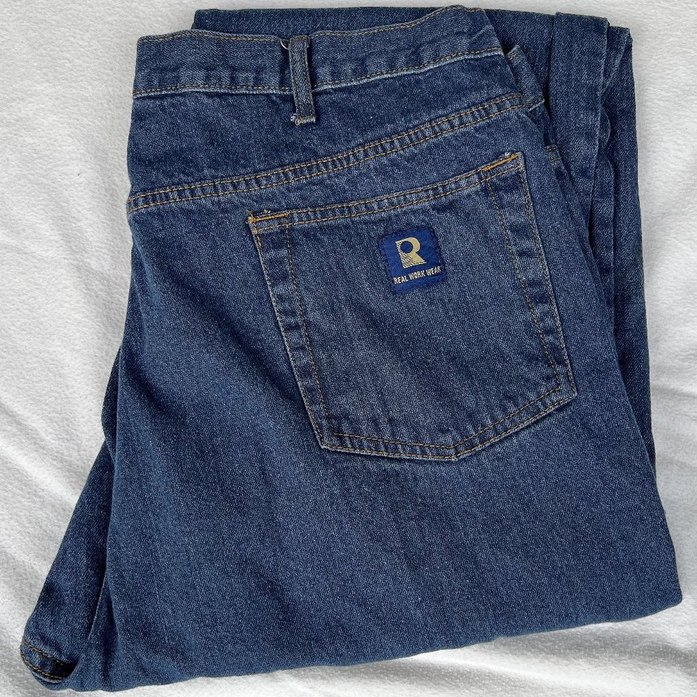 Rural King Real Work Wear men's riveted 5-pocket denim jeans 41x31 measured